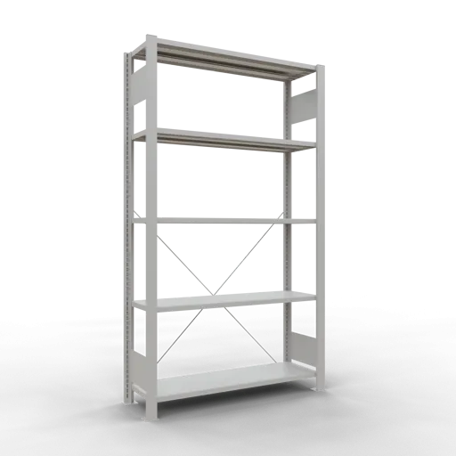 Schulte Büro-Fachbodenregal MULTIplus85 Stecksystem ohne Anschlagleiste | Grundregal | Fachlast 85kg | HxBxT 180x100x30cm | 5 Ebenen | Einseitig nutzbar | Lichtgrau