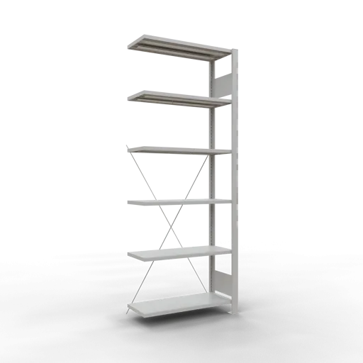 Schulte Büro-Fachbodenregal MULTIplus85 Stecksystem ohne Anschlagleiste | Anbauregal | Fachlast 85kg | HxBxT 200x75x30cm | 6 Ebenen | Einseitig nutzbar | Lichtgrau