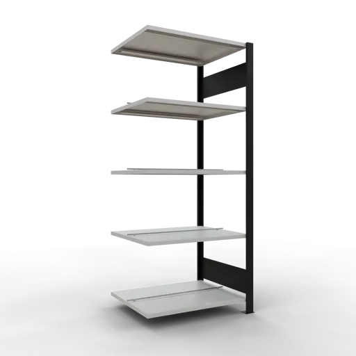 Schulte Büro-Fachbodenregal MULTIplus150 Stecksystem mit Mittelanschlag | Anbauregal | Fachlast 150kg | 180x75x60cm | 5 Ebenen | Beidseitig nutzbar | Schwarz/Lichtgrau