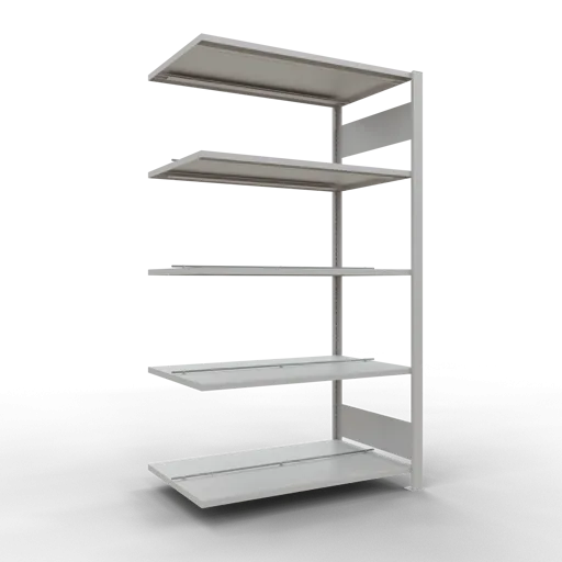 Schulte Büro-Fachbodenregal MULTIplus150 Stecksystem mit Mittelanschlag | Anbauregal | Fachlast 150kg | 180x100x60cm | 5 Ebenen | Beidseitig nutzbar | Lichtgrau