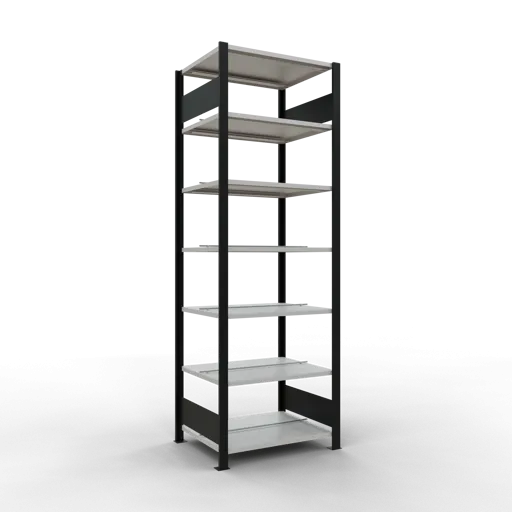 Schulte Büro-Fachbodenregal MULTIplus150 Stecksystem mit Mittelanschlag | Grundregal | Fachlast 150kg | 230x75x60cm | 7 Ebenen | Beidseitig nutzbar | Schwarz/Lichtgrau