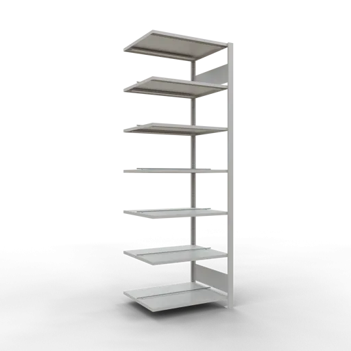 Schulte Büro-Fachbodenregal MULTIplus150 Stecksystem mit Mittelanschlag | Anbauregal | Fachlast 150kg | 230x75x60cm | 7 Ebenen | Beidseitig nutzbar | Lichtgrau