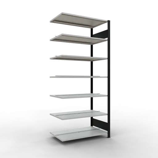 Schulte Büro-Fachbodenregal MULTIplus150 Stecksystem mit Mittelanschlag | Anbauregal | Fachlast 150kg | 230x100x60cm | 7 Ebenen | Beidseitig nutzbar | Schwarz/Lichtgrau