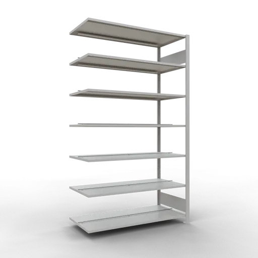 Schulte Büro-Fachbodenregal MULTIplus150 Stecksystem mit Mittelanschlag | Anbauregal | Fachlast 150kg | 230x130x60cm | 7 Ebenen | Beidseitig nutzbar | Lichtgrau