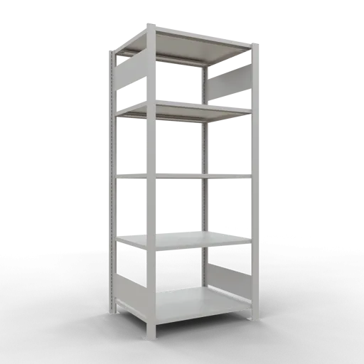 Schulte Büro-Fachbodenregal MULTIplus150 Stecksystem ohne Mittelanschlag | Grundregal | Fachlast 150kg | 180x75x60cm | 5 Ebenen | Beidseitig nutzbar | Lichtgrau