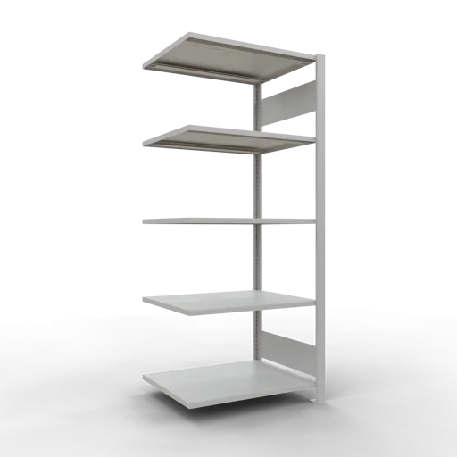 Schulte Büro-Fachbodenregal MULTIplus150 Stecksystem ohne Mittelanschlag | Anbauregal | Fachlast 150kg | 180x75x60cm | 5 Ebenen | Beidseitig nutzbar | Lichtgrau