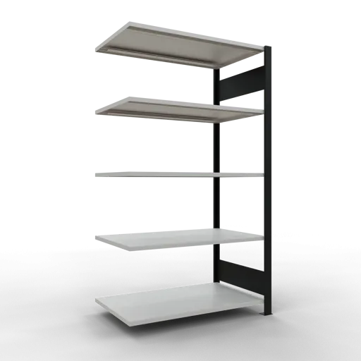 Schulte Büro-Fachbodenregal MULTIplus150 Stecksystem ohne Mittelanschlag | Anbauregal | Fachlast 150kg | 180x100x60cm | 5 Ebenen | Beidseitig nutzbar | Schwarz/Lichtgrau