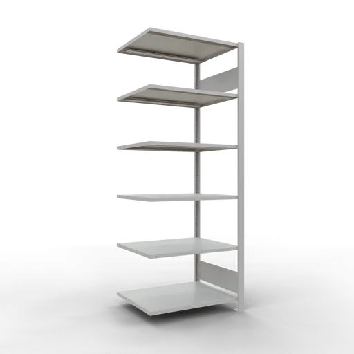Schulte Büro-Fachbodenregal MULTIplus150 Stecksystem ohne Mittelanschlag | Anbauregal | Fachlast 150kg | 200x75x60cm | 6 Ebenen | Beidseitig nutzbar | Lichtgrau