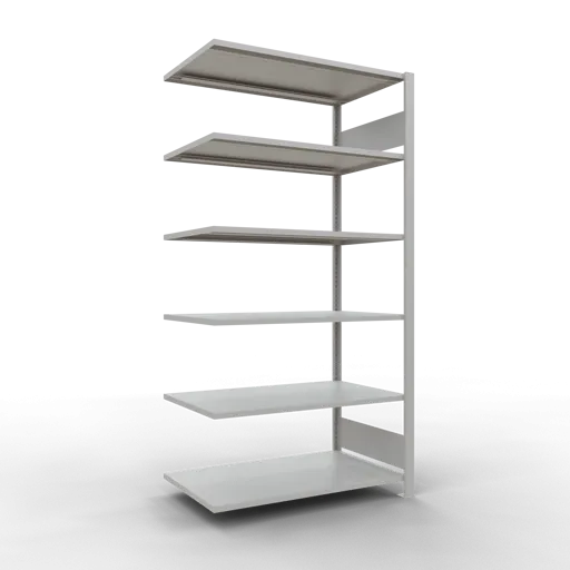 Schulte Büro-Fachbodenregal MULTIplus150 Stecksystem ohne Mittelanschlag | Anbauregal | Fachlast 150kg | 200x100x60cm | 6 Ebenen | Beidseitig nutzbar | Lichtgrau