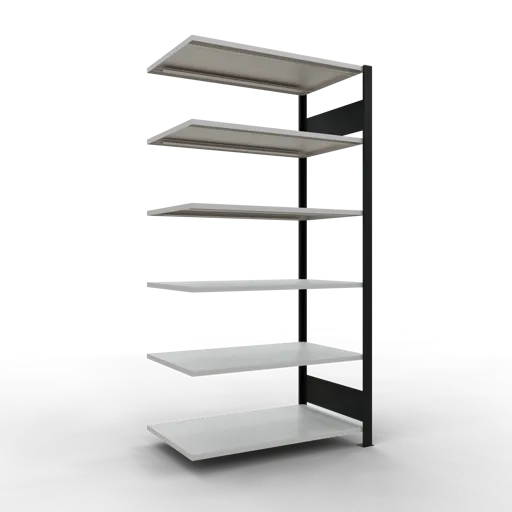 Schulte Büro-Fachbodenregal MULTIplus150 Stecksystem ohne Mittelanschlag | Anbauregal | Fachlast 150kg | 200x100x60cm | 6 Ebenen | Beidseitig nutzbar | Schwarz/Lichtgrau