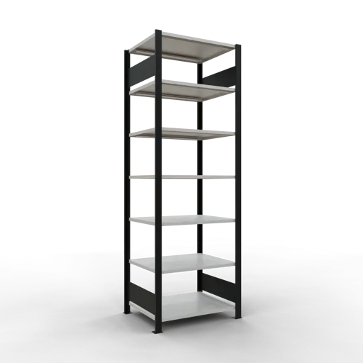 Schulte Büro-Fachbodenregal MULTIplus150 Stecksystem ohne Mittelanschlag | Grundregal | Fachlast 150kg | 230x75x60cm | 7 Ebenen | Beidseitig nutzbar | Schwarz/Lichtgrau