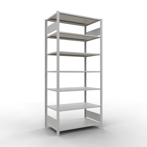 Schulte Büro-Fachbodenregal MULTIplus150 Stecksystem ohne Mittelanschlag | Grundregal | Fachlast 150kg | 230x100x60cm | 7 Ebenen | Beidseitig nutzbar | Lichtgrau