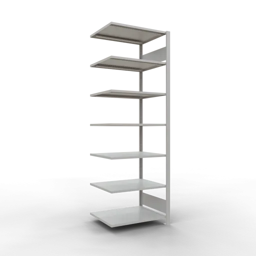 Schulte Büro-Fachbodenregal MULTIplus150 Stecksystem ohne Mittelanschlag | Anbauregal | Fachlast 150kg | 230x75x60cm | 7 Ebenen | Beidseitig nutzbar | Lichtgrau