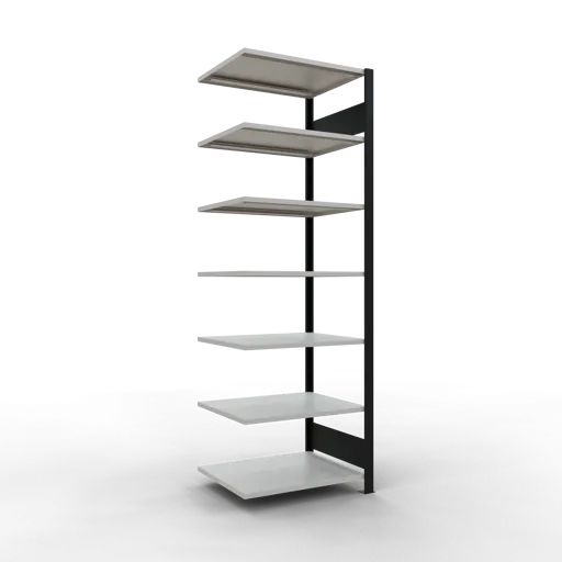 Schulte Büro-Fachbodenregal MULTIplus150 Stecksystem ohne Mittelanschlag | Anbauregal | Fachlast 150kg | 230x75x60cm | 7 Ebenen | Beidseitig nutzbar | Schwarz/Lichtgrau