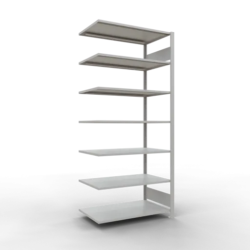 Schulte Büro-Fachbodenregal MULTIplus150 Stecksystem ohne Mittelanschlag | Anbauregal | Fachlast 150kg | 230x100x60cm | 7 Ebenen | Beidseitig nutzbar | Lichtgrau