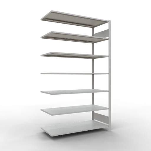 Schulte Büro-Fachbodenregal MULTIplus150 Stecksystem ohne Mittelanschlag | Anbauregal | Fachlast 150kg | 230x130x60cm | 7 Ebenen | Beidseitig nutzbar | Lichtgrau