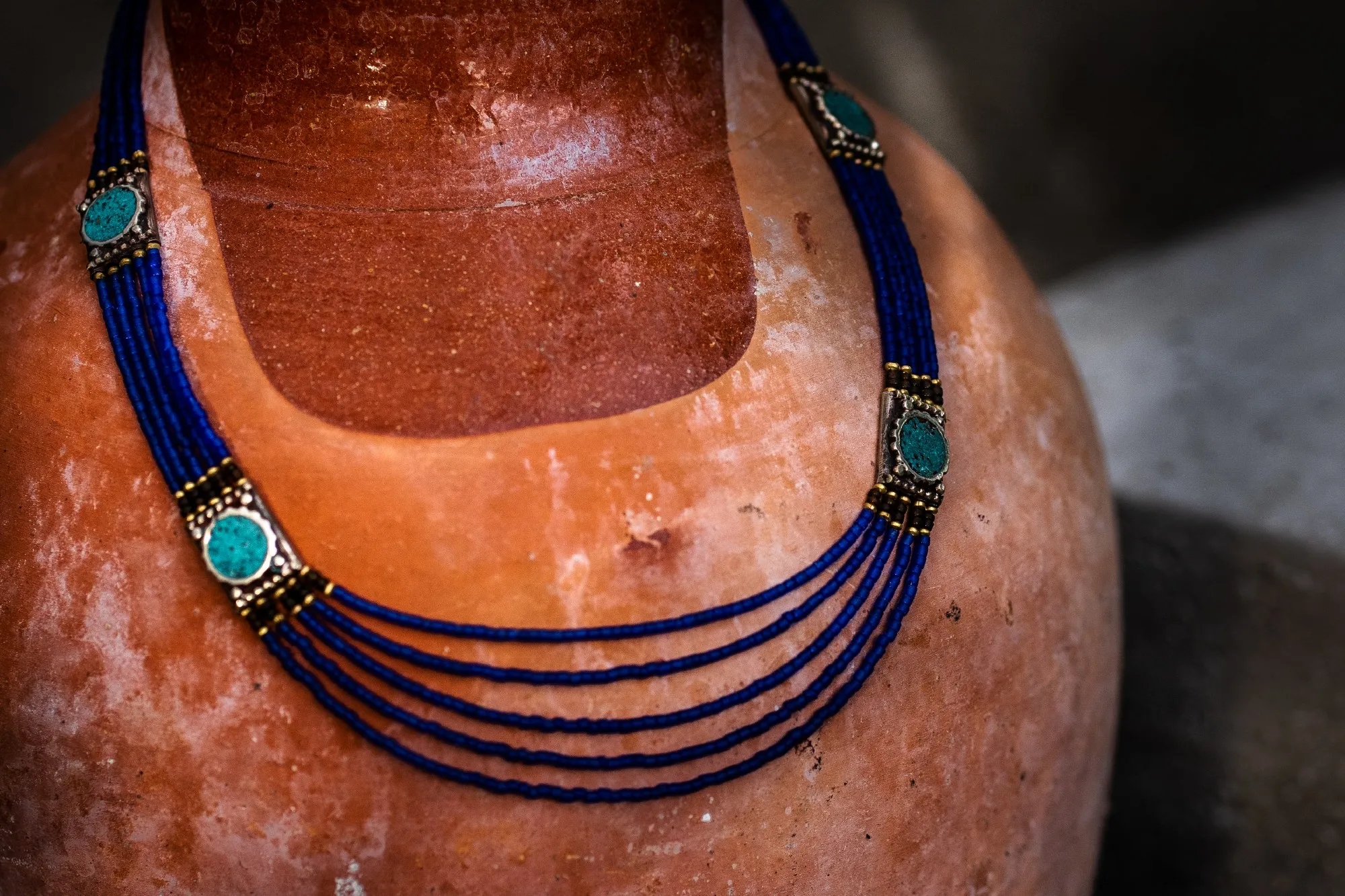 Collier Lapislazuli, Türkis, Koralle