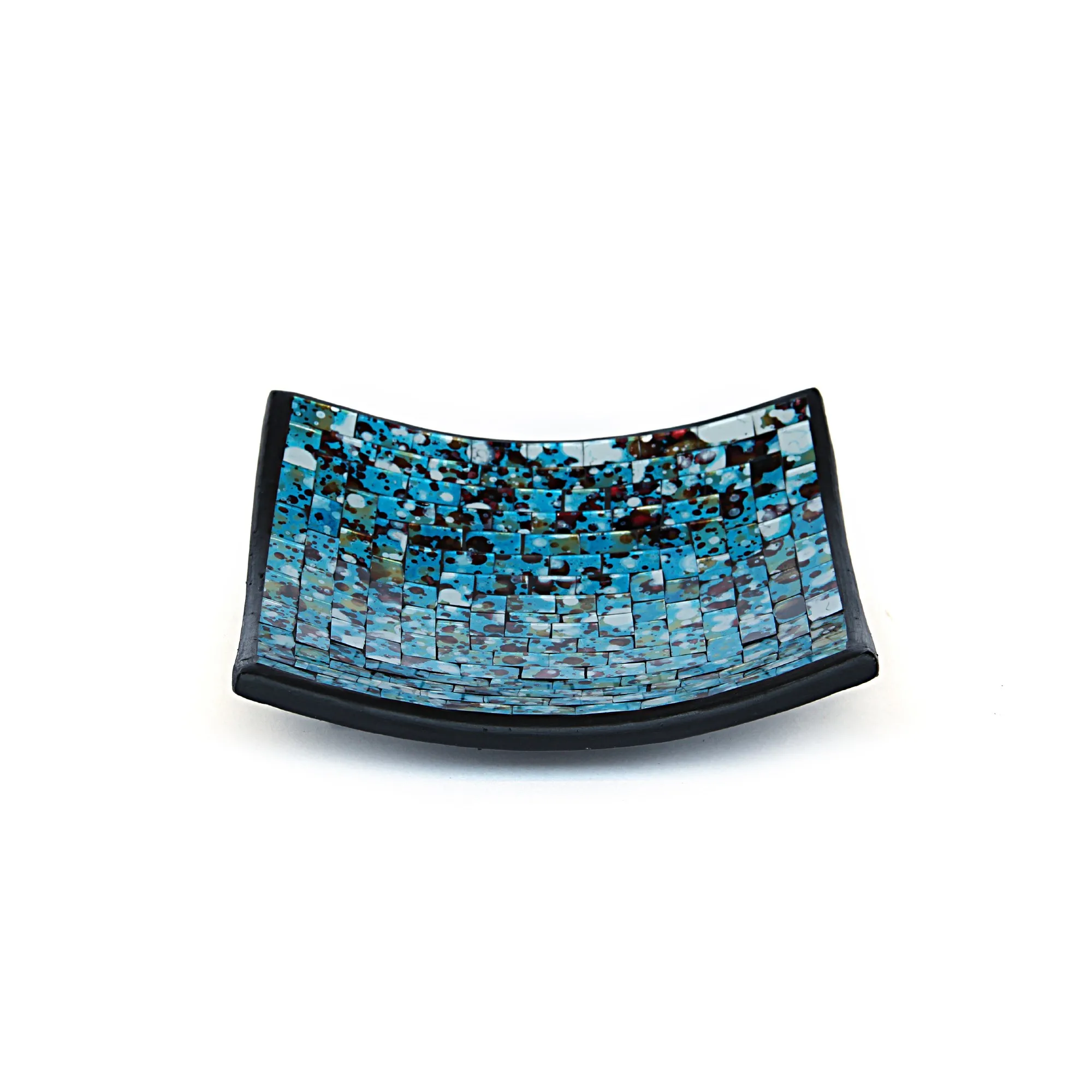 Viereckiger Mosaikteller 'Blue Water', in drei Größen