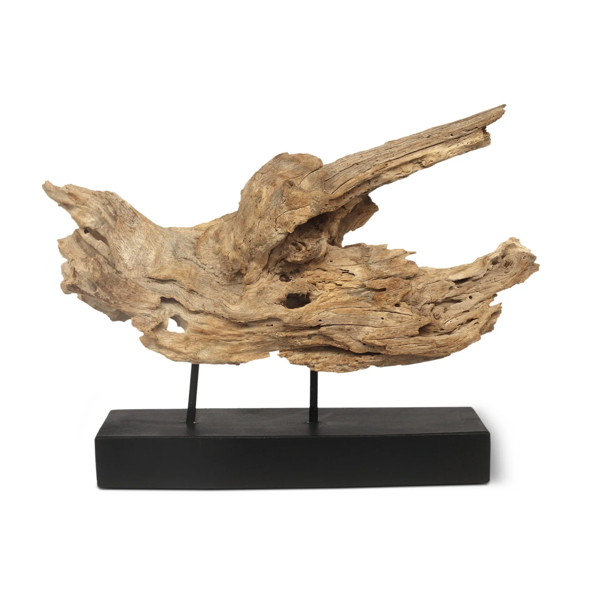 Wurzelholz-Skulptur auf Ständer, 45-55 cm