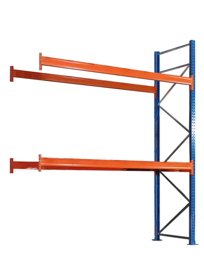 Schulte Palettenregal bis zu 500kg Palettengewicht | Anbauregal | Fachlast 1500kg | HxBxT 300x278,6x110cm | 3 Ebenen mit 9 Palettenplätzen | Blau/Orange