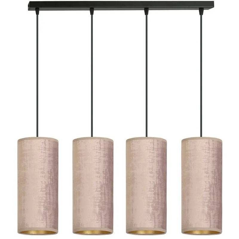 Emibig Lighting Pendellampe Joni Hängeleuchte Leuchte Textil 4fl Lang Rosé Gold B-Ware