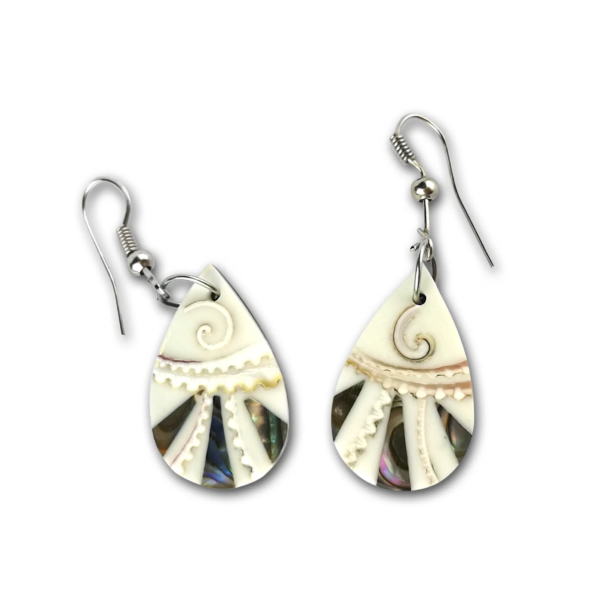 Ohrring Tropfen Muschel, B 1,5 cm, H 3 cm