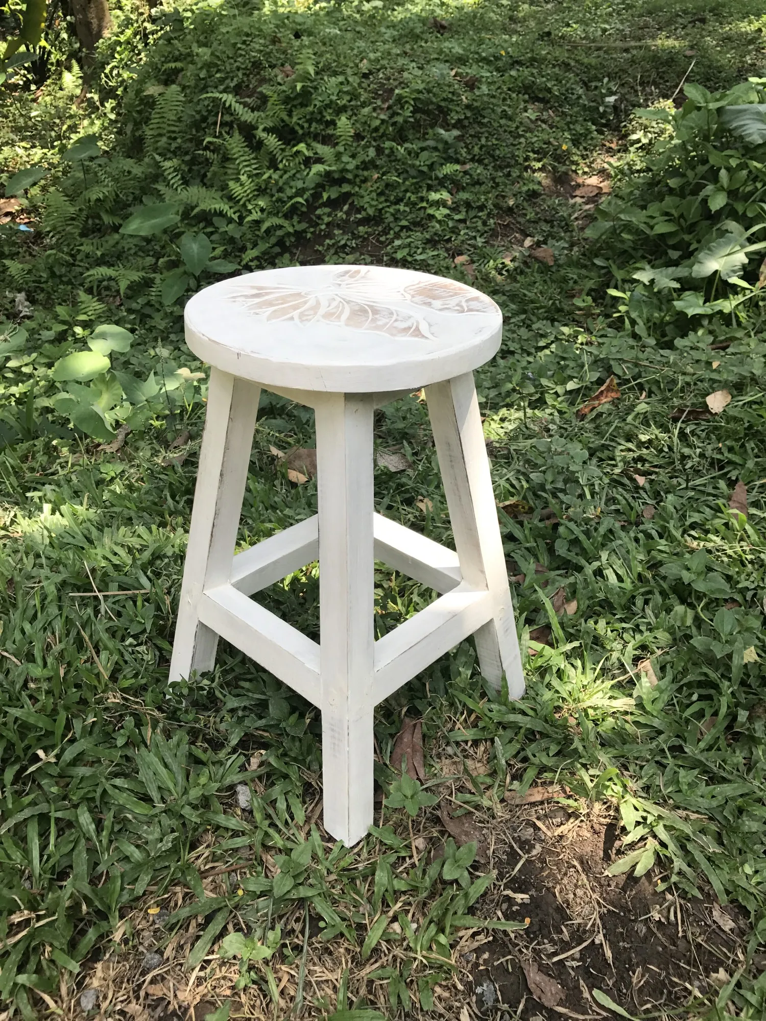 Hocker 'Kamal', weiß, Ø 30 cm, H 49 cm