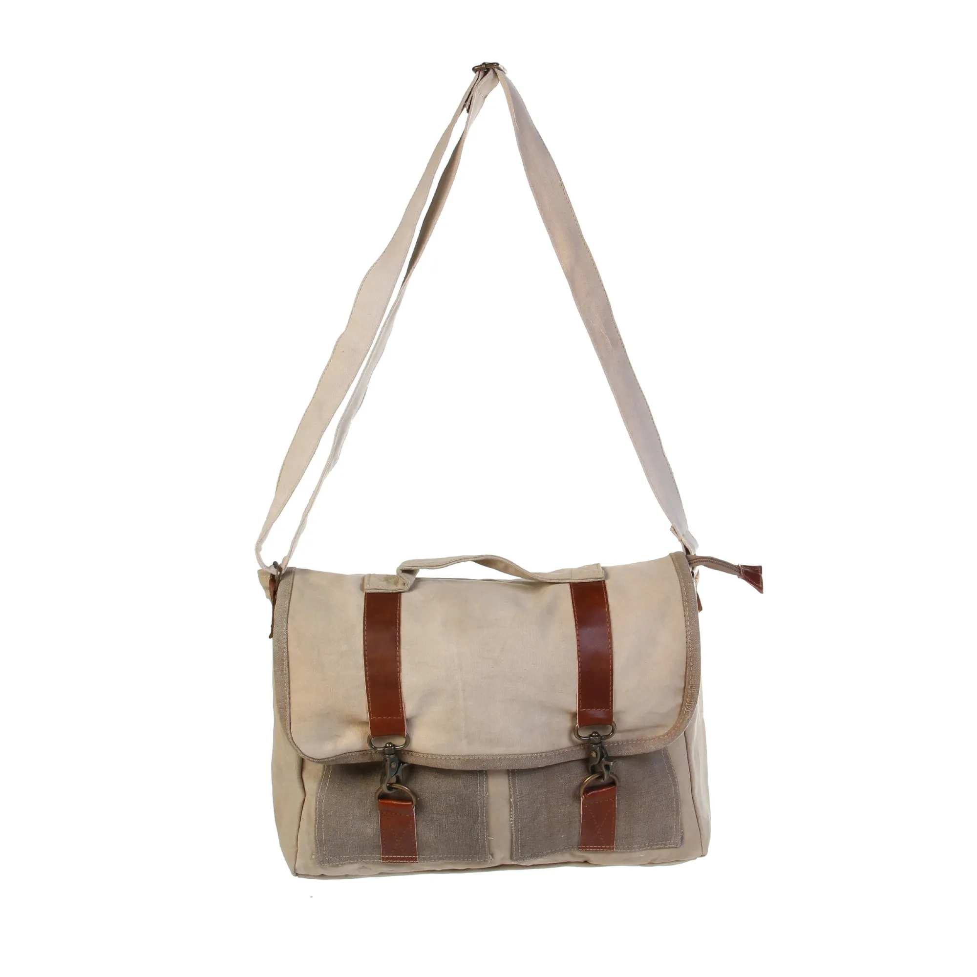 Umhängetasche 'College', beige, B 40 cm, H 30 cm, L 10 cm