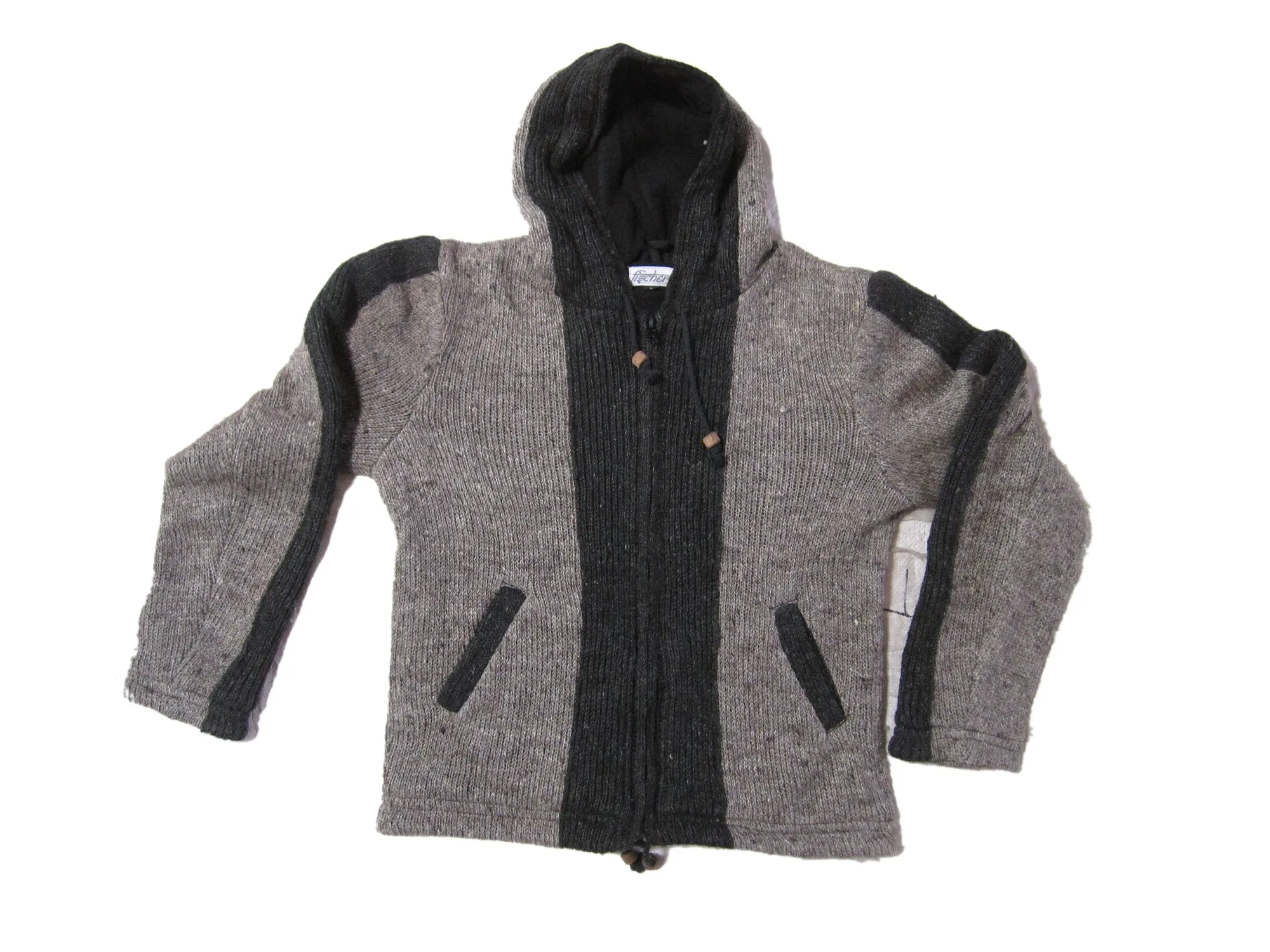 Strickjacke 'Agan' mit Kapuze, grau, anthrazit