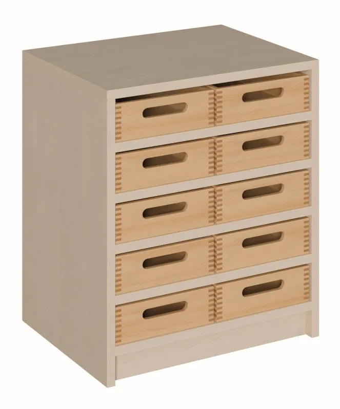 Schrank mit 10 oder 14 Massivholzschüben, Breite 52 cm