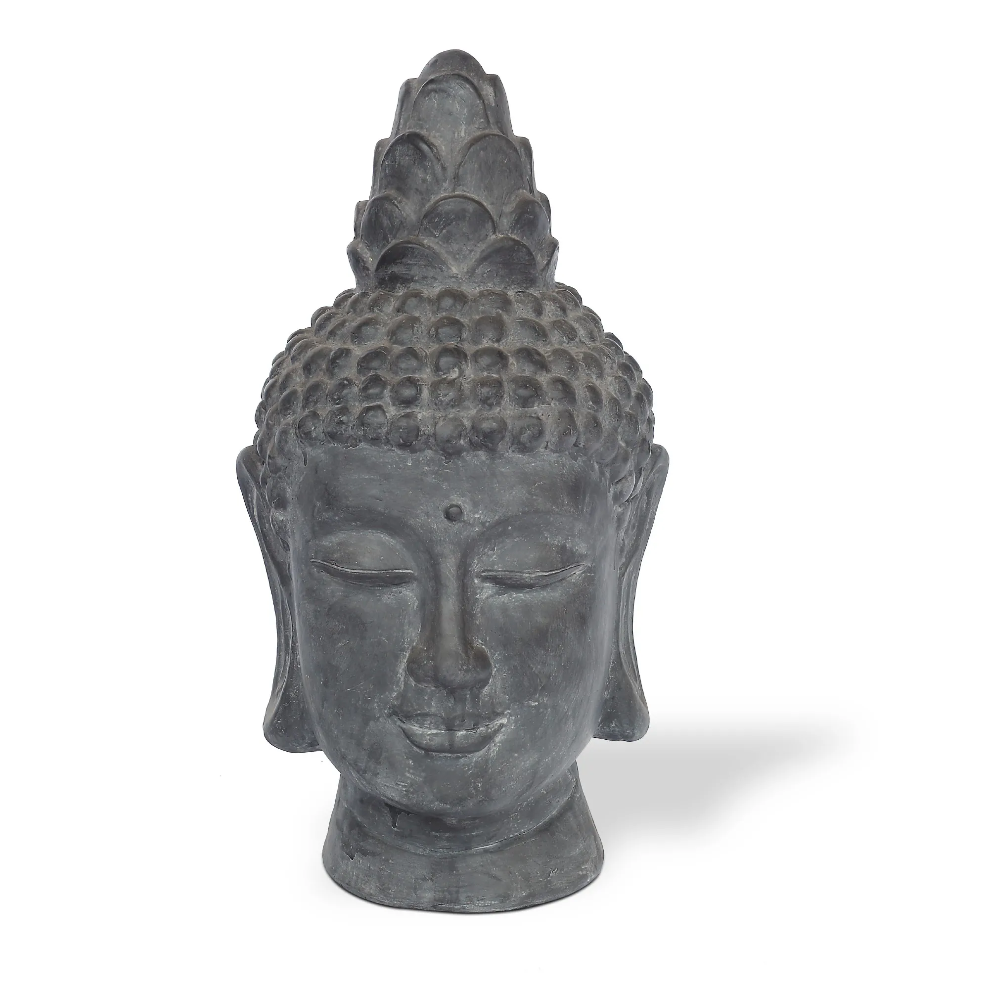 Buddhakopf Terrakotta, grau, H 76 cm, Ø 40 cm