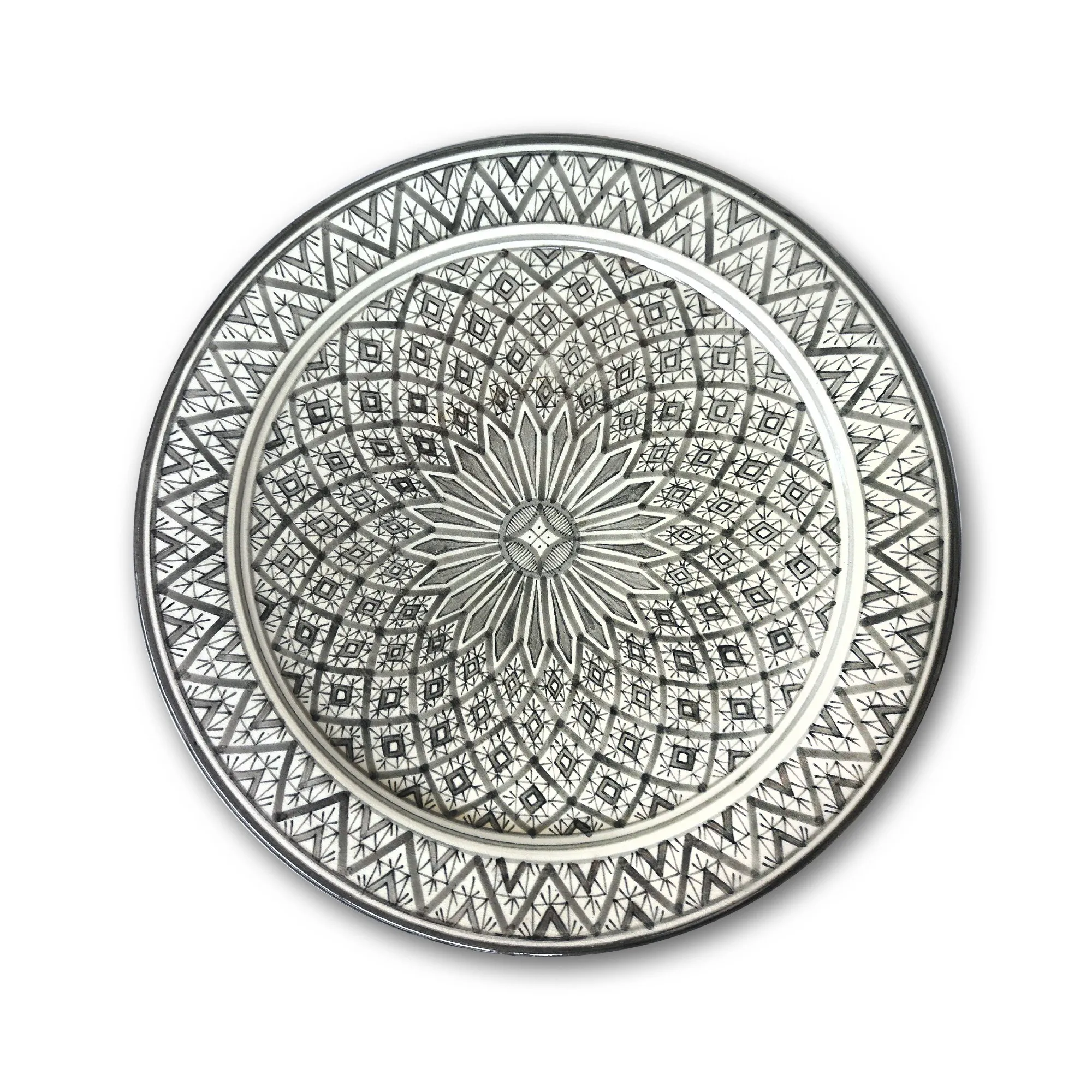 Zierteller, weiß, grau, Ø 40 cm, H 6 cm