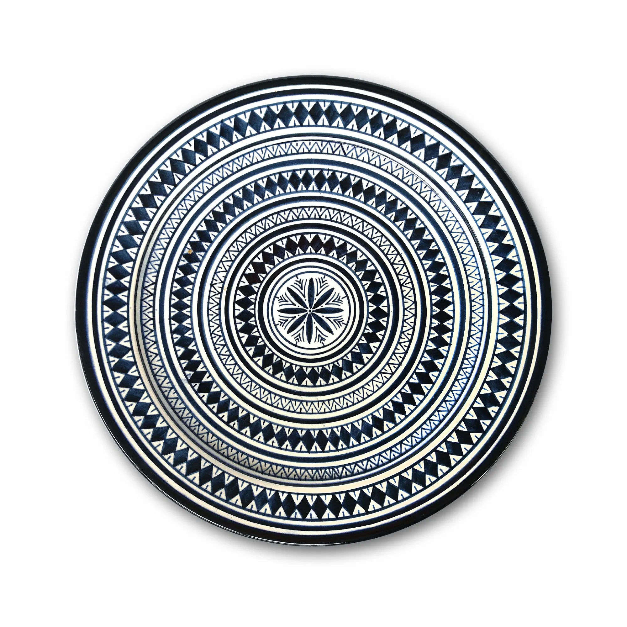 Zierteller, blau, weiß, Ø 40 cm, H 6 cm