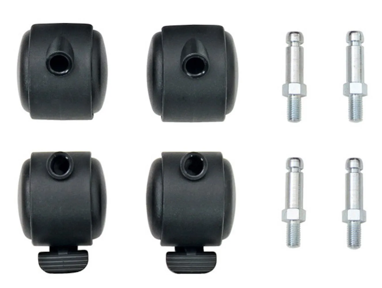 Rollen-Set für Abfallsammler | 2 Doppelrollen & 2 festellbare Doppelrollen | Aus glasfaserverstärktem Polyamid