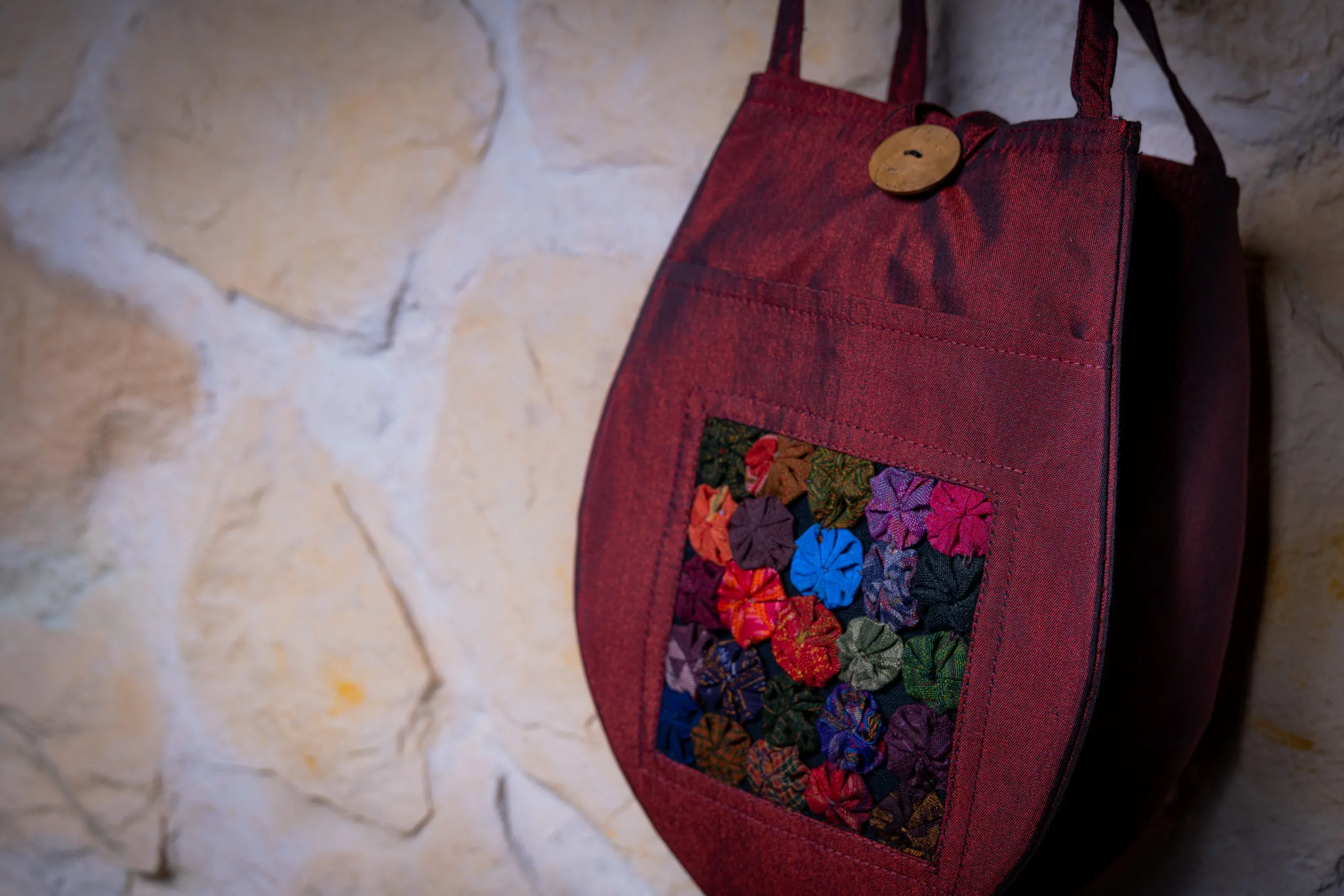 Papaya-Tasche, burgund, H 25 cm, B 15 cm, T 15 cm