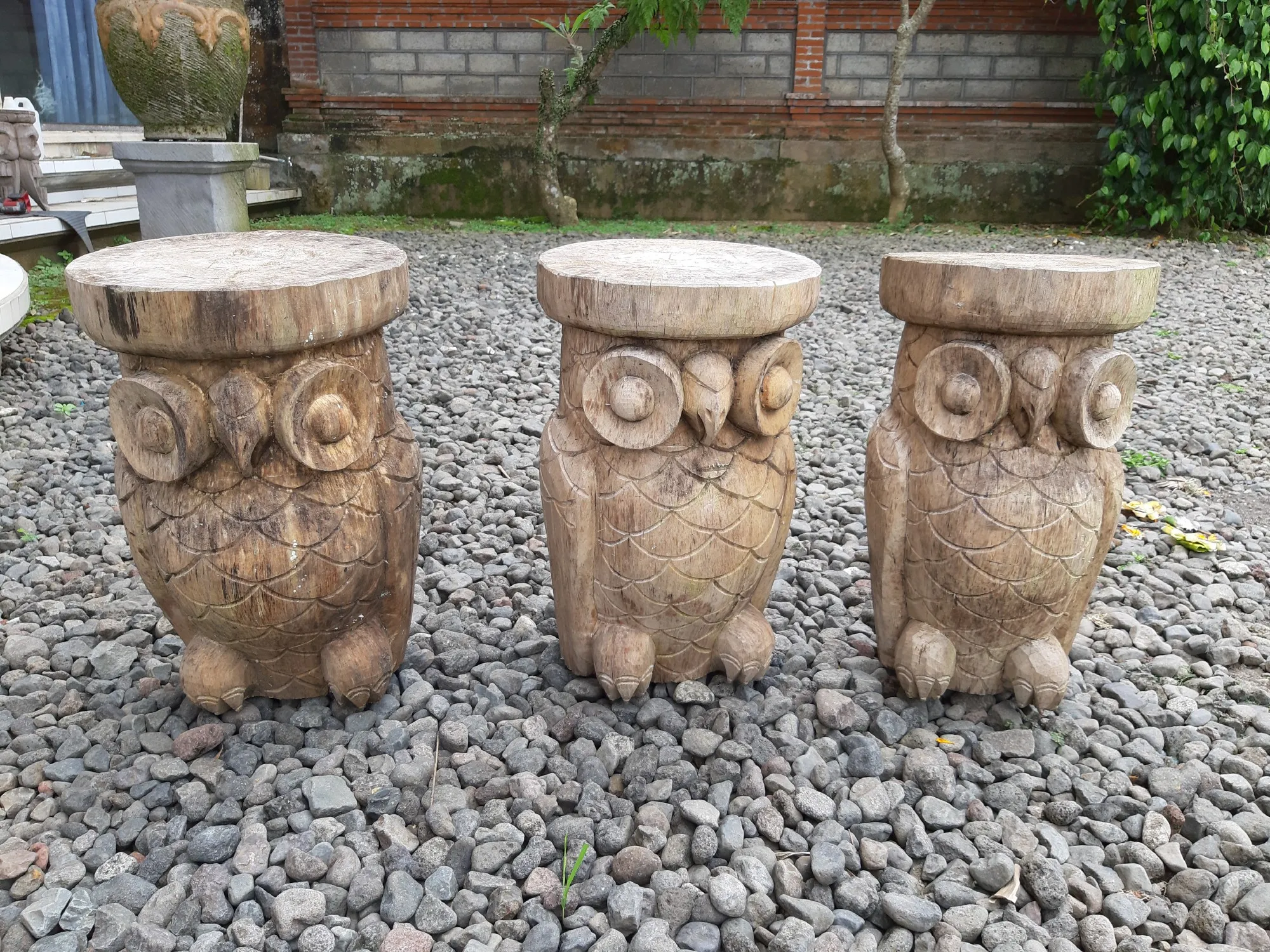 Holzhocker 'Eule', natur, Ø 30 cm, H 50 cm