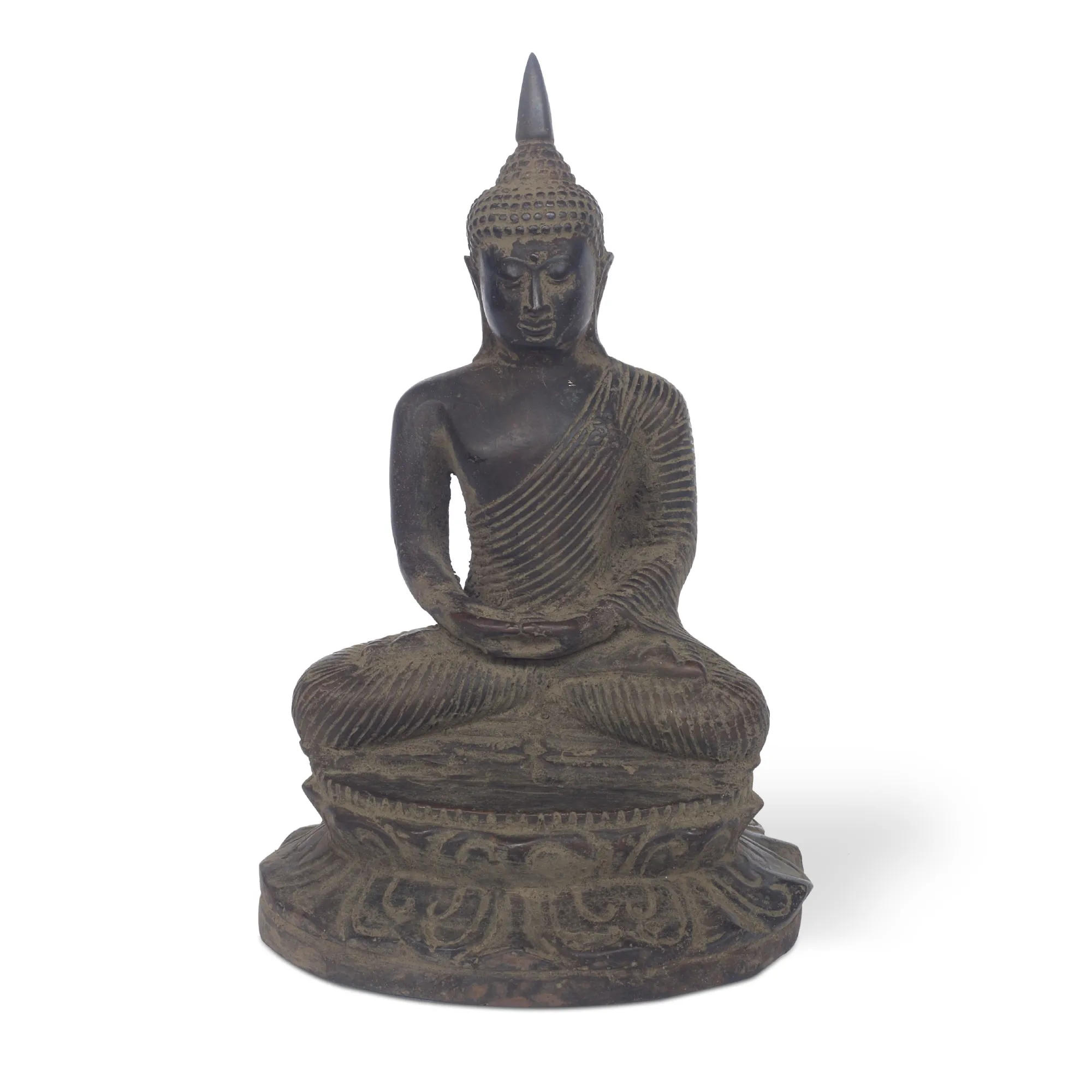 Buddha sitzend, Bronze, H 19 cm, B 12 cm, T 10 cm