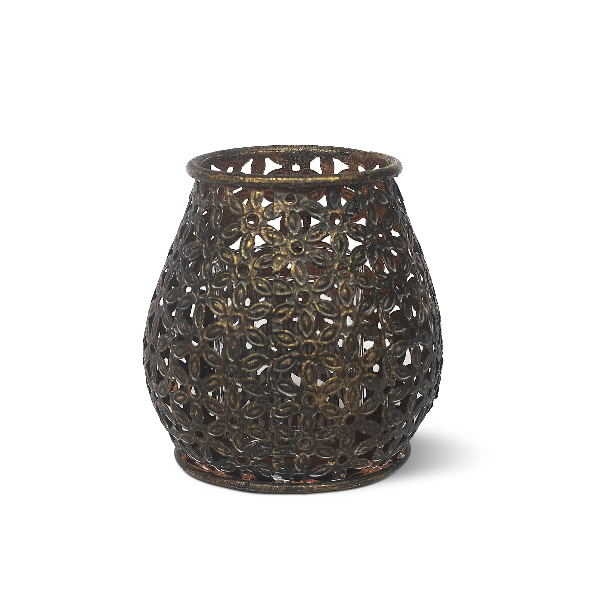 Windlicht 'Ennuin', antik messing, Ø 11,5 cm, H 12 cm