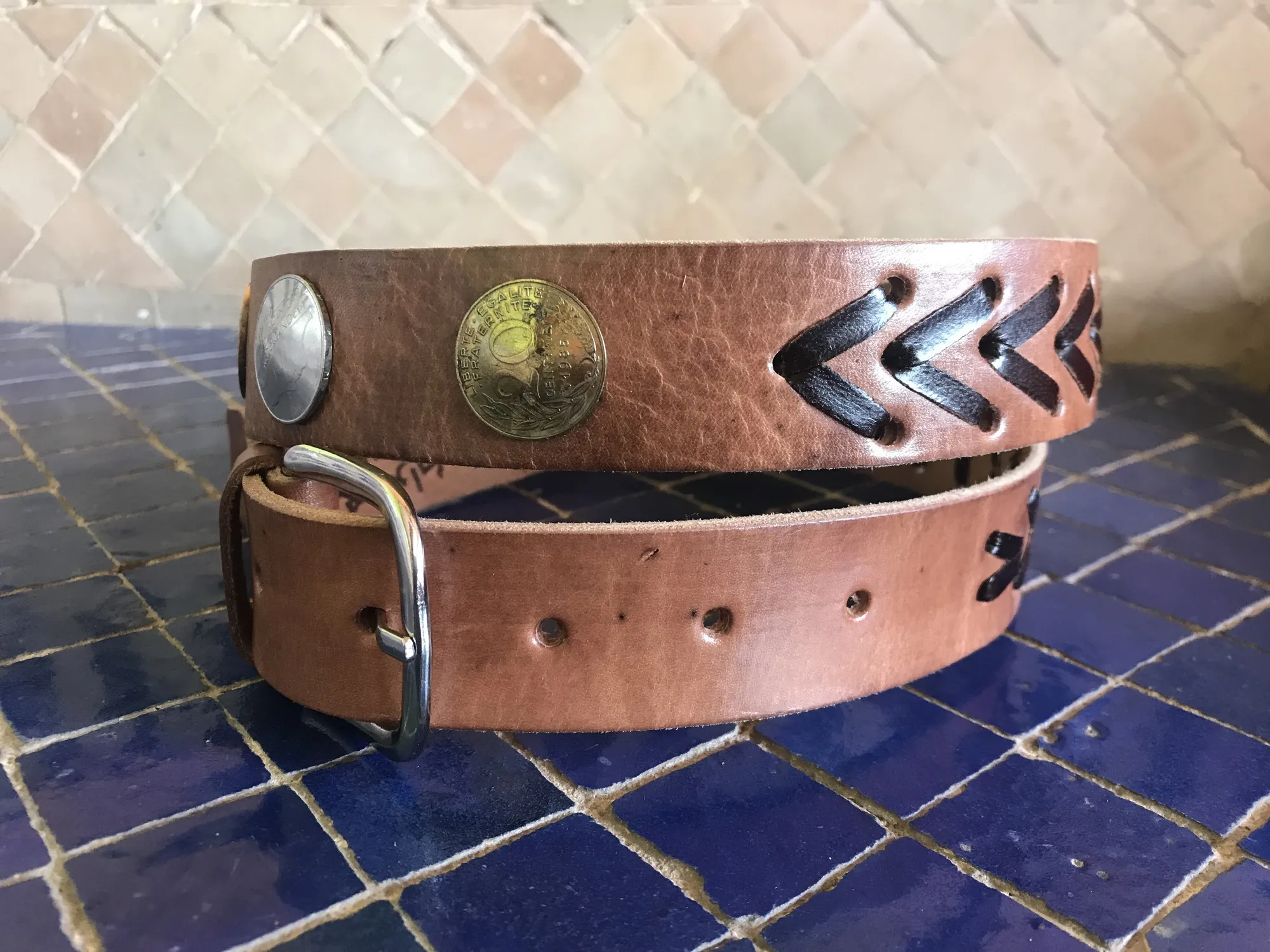 Ledergürtel 'Saham & Coin', braun