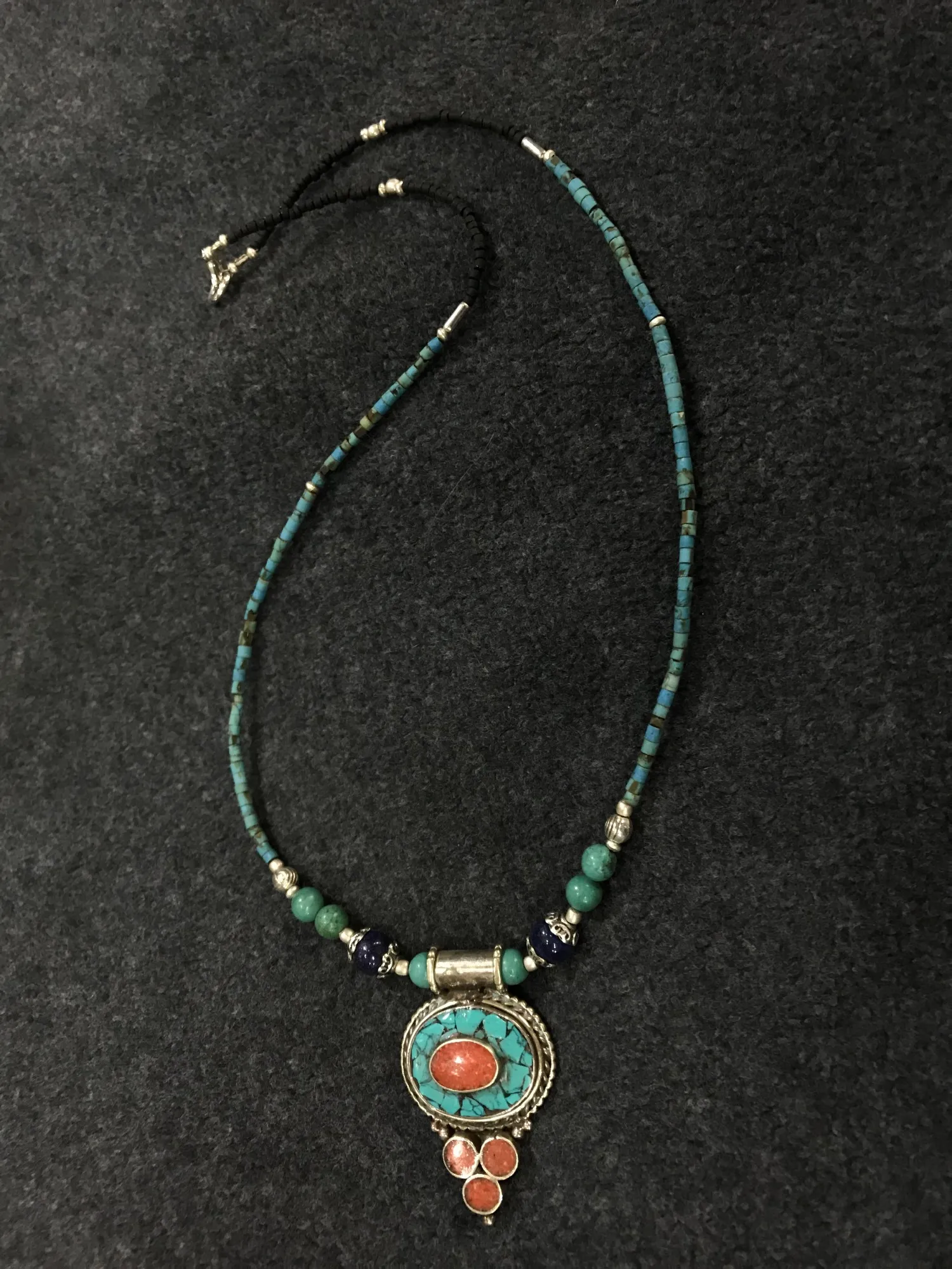 Kette Onyx/Türkis, Onyx/Türkis, L 45 cm