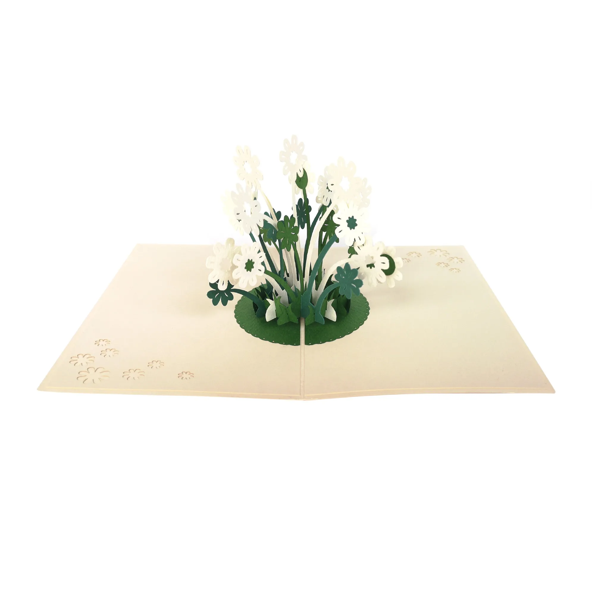 Pop-Up Karte 'Kleeblumen', weiß, L 18 cm, B 13 cm