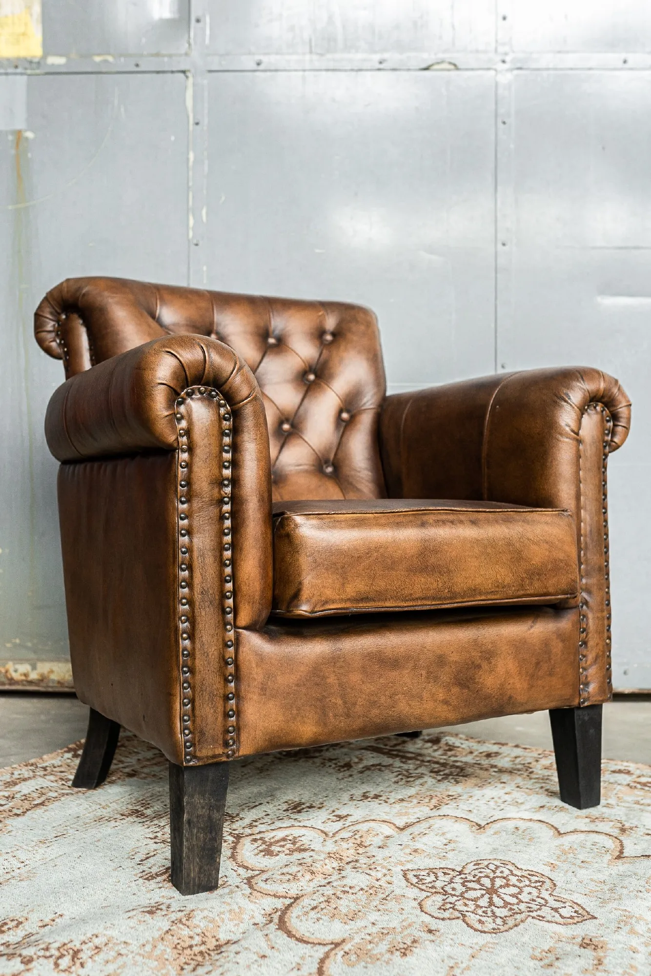 Ledersessel 'Chest' mit Armlehnen, braun, T 86 cm, B 88 cm, H 94 cm