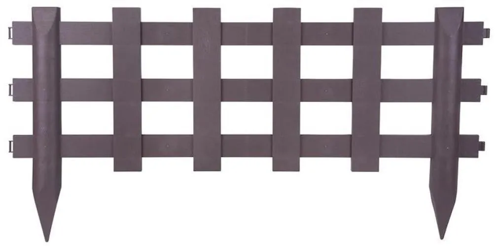 PROREGAL Gartenzaun Mini F753, 100x49cm, Kunststoff, Braun, 2 Stück, dekoratives