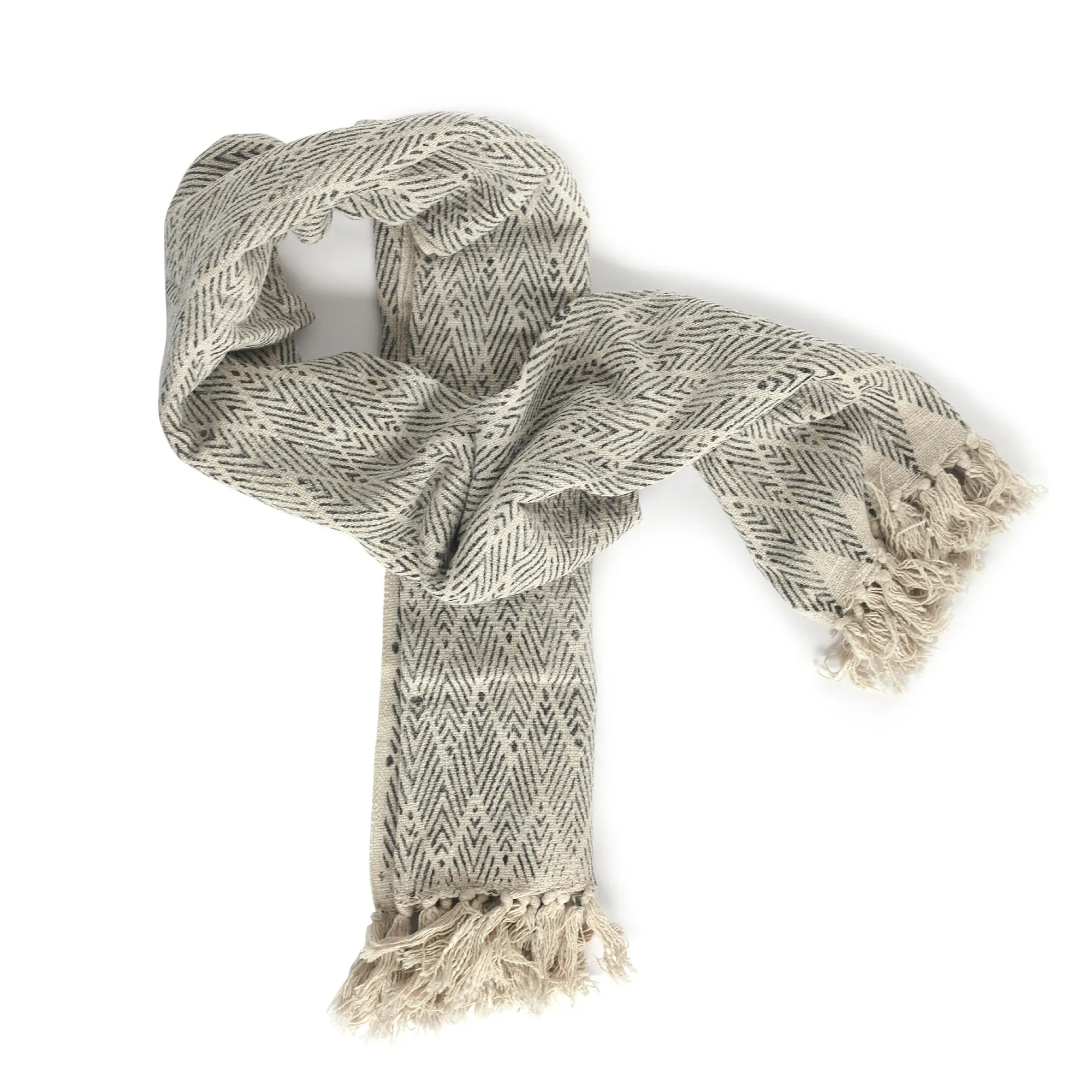 Throw 'Bagoi', schwarz, beige, T 120 cm, B 170 cm