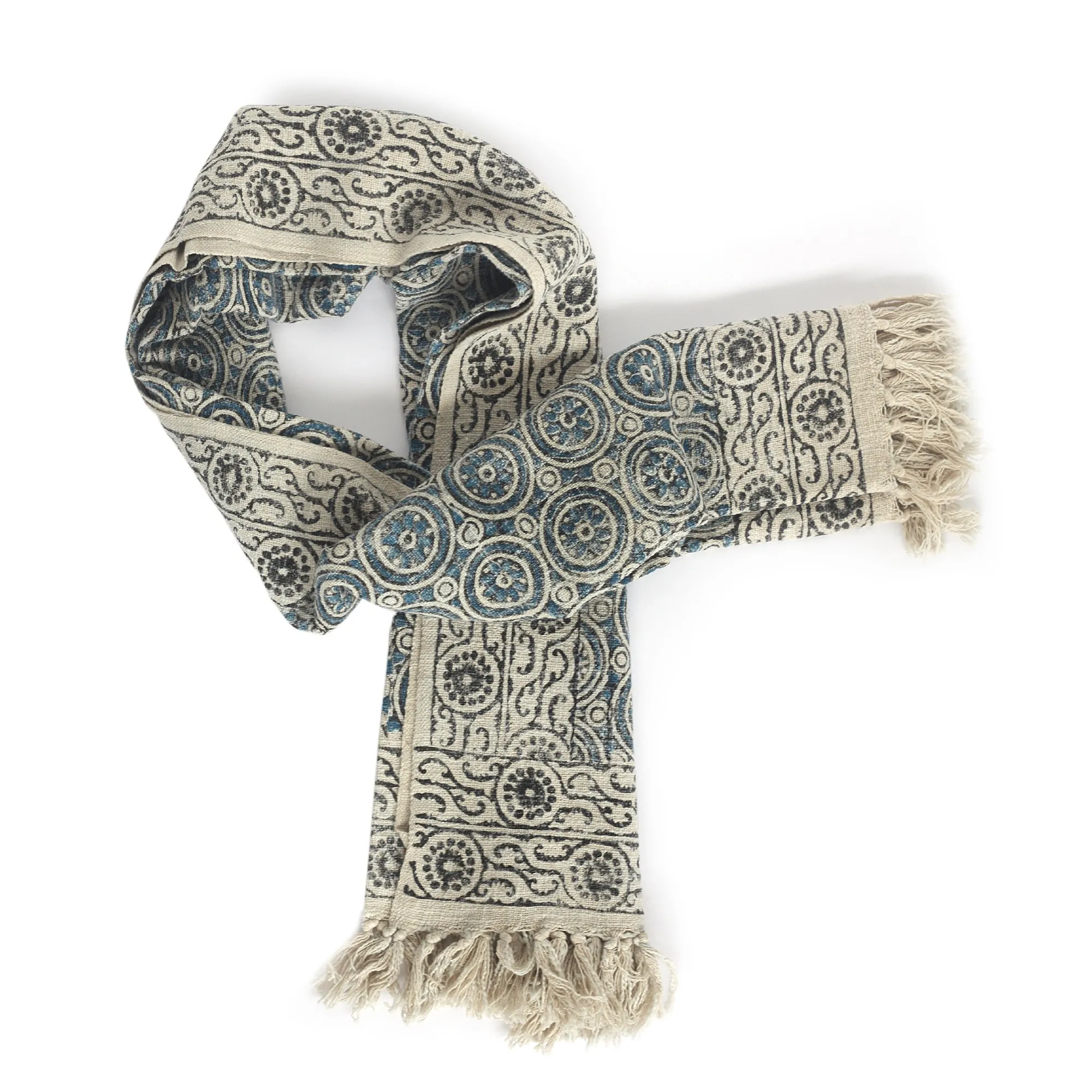 Throw 'Salur', creme, blau, schwarz, B 170 cm, T 120 cm