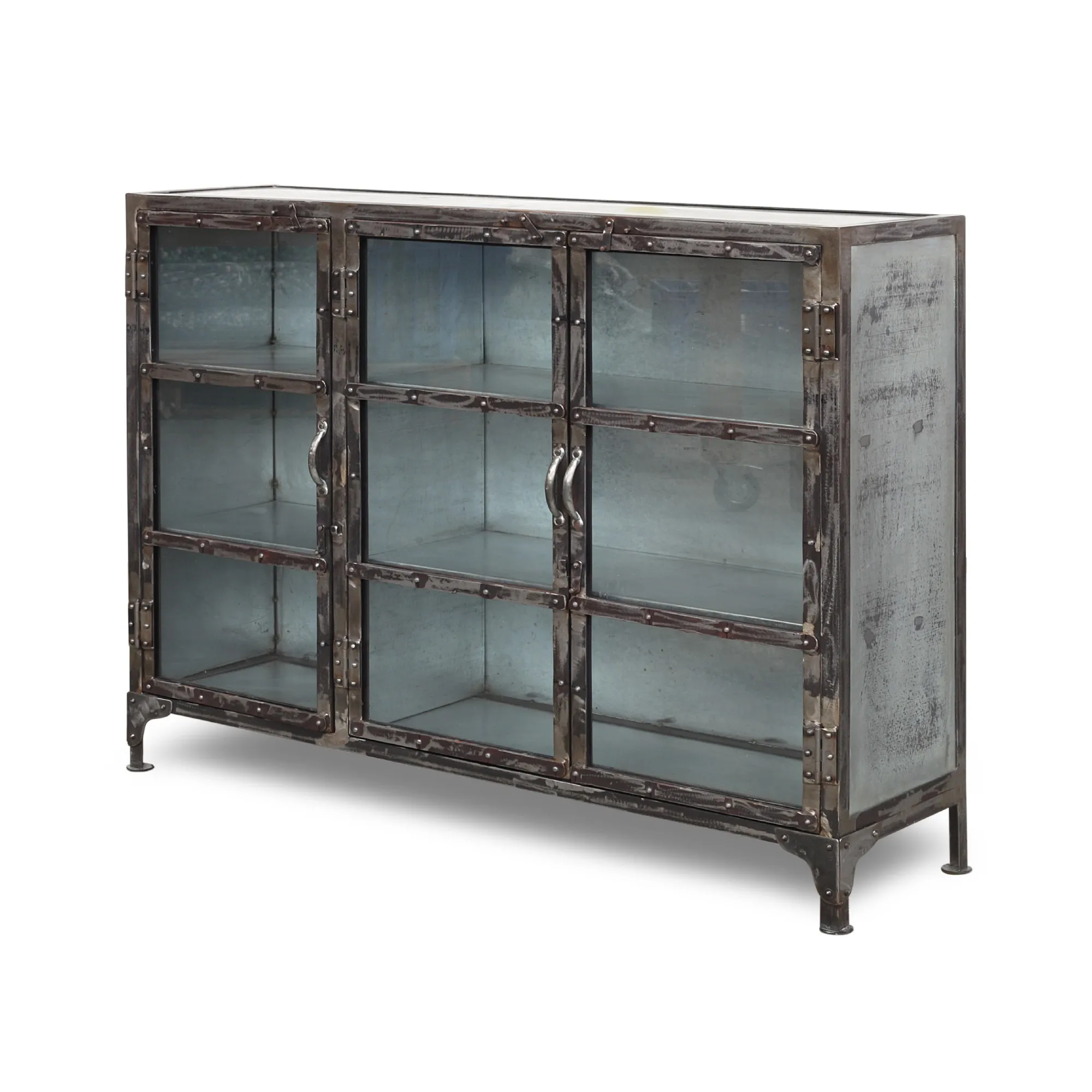 Sideboard 'Verre' mit Glastüren, natur, T 30 cm, B 121 cm, H 97 cm