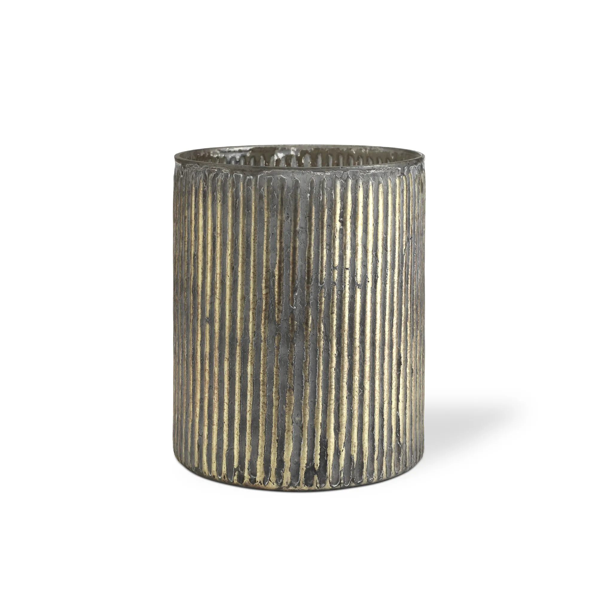 Windlicht 'Wafre', antiksilbern, Ø 12 cm, H 15 cm