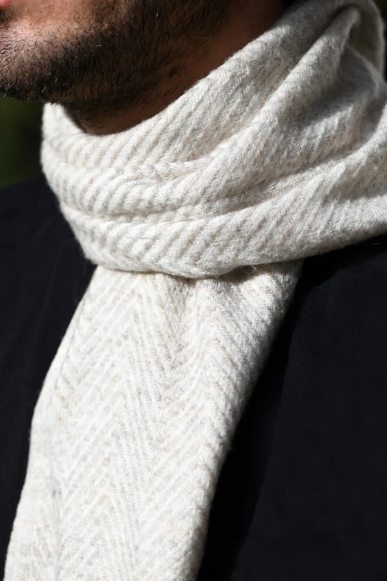 Wollschal 'Naya', hellgrau-weiß, L 180 cm, B 36 cm