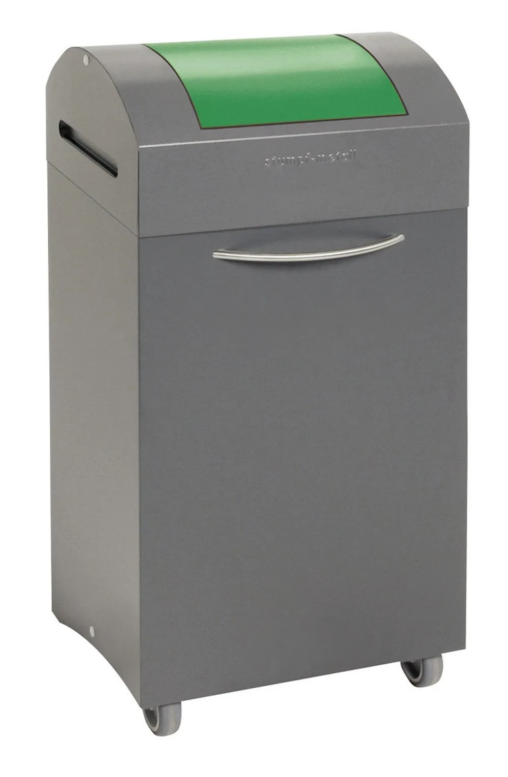 Abfallsammler mit selbstschließendem Pendeldeckel & Frontrollen | 60 Liter, HxBxT 79,5x38x32cm | Feuer- & Geruchshemmend | Anthrazitgrau/Verkehrsgrün