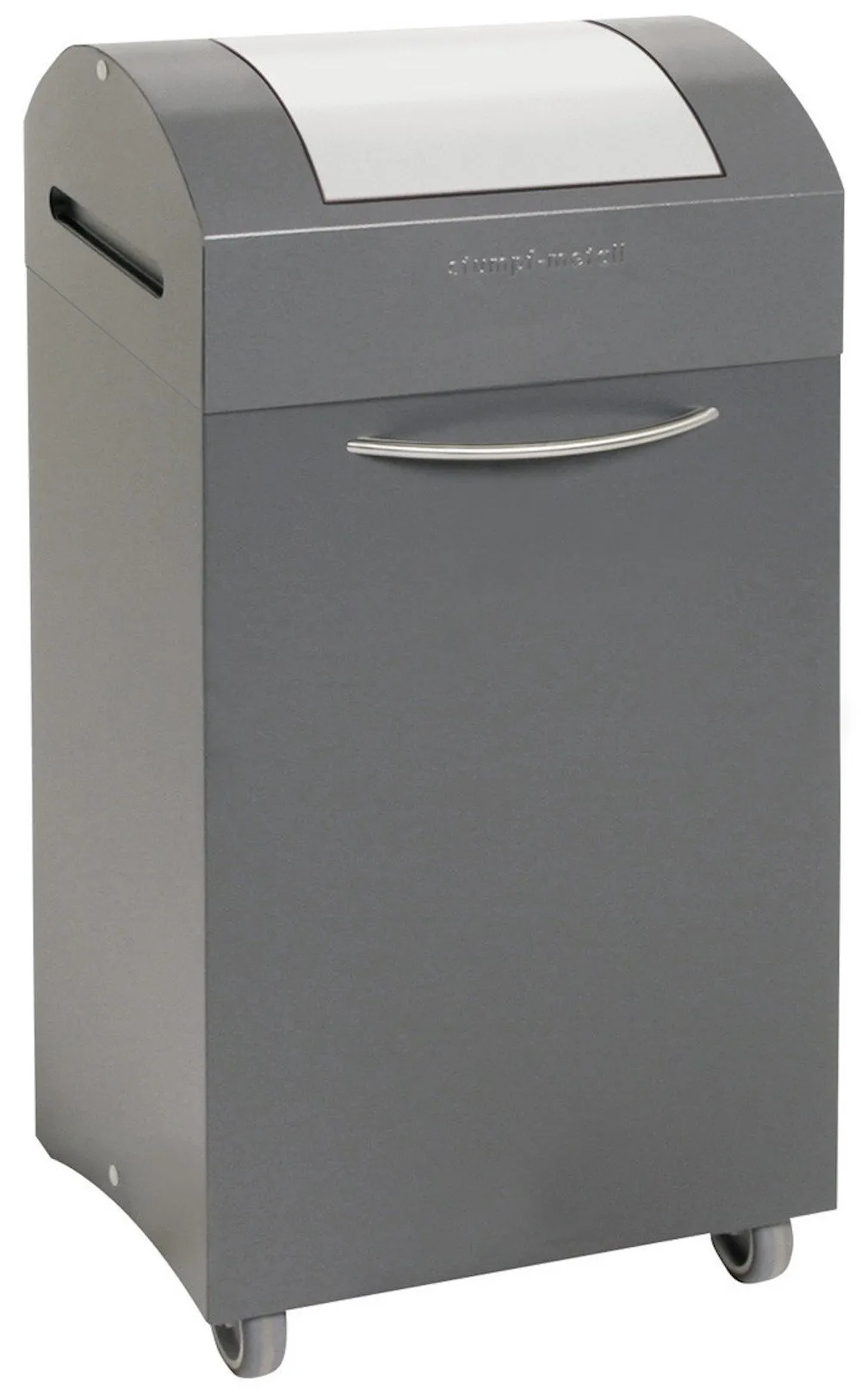 Abfallsammler mit selbstschließendem Pendeldeckel & Frontrollen | 60 Liter, HxBxT 79,5x38x32cm | Feuer- & Geruchshemmend | Anthrazitgrau/Lichtgrau